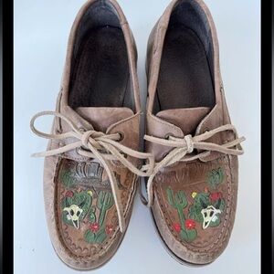 ROPER Bertha Tooled Southwest Desert Loafers Moccasin Shoes Size 10.5